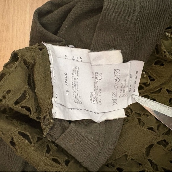 SACAI sz 1 S Dark Olive Green Star Lace Back Pocket T Shirt Tee Short Sleeve - Picture 12 of 12